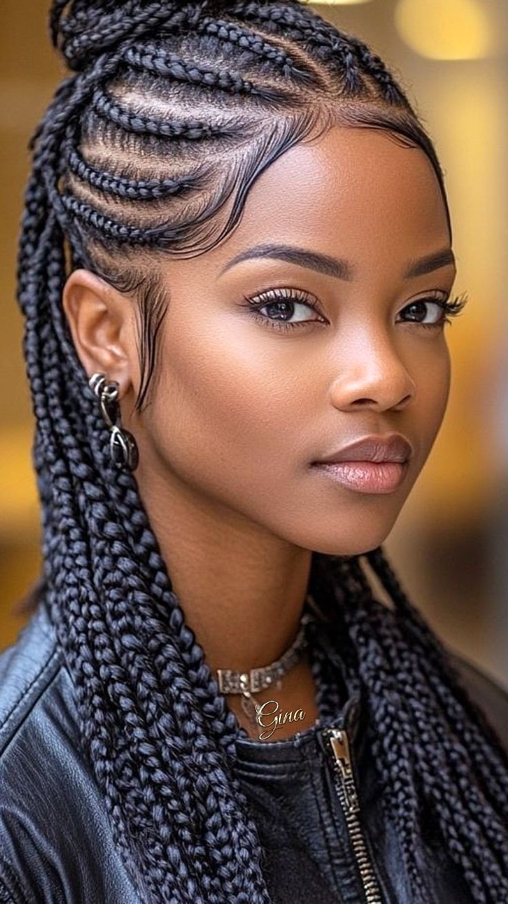 Elegant model with luxury knotless braids